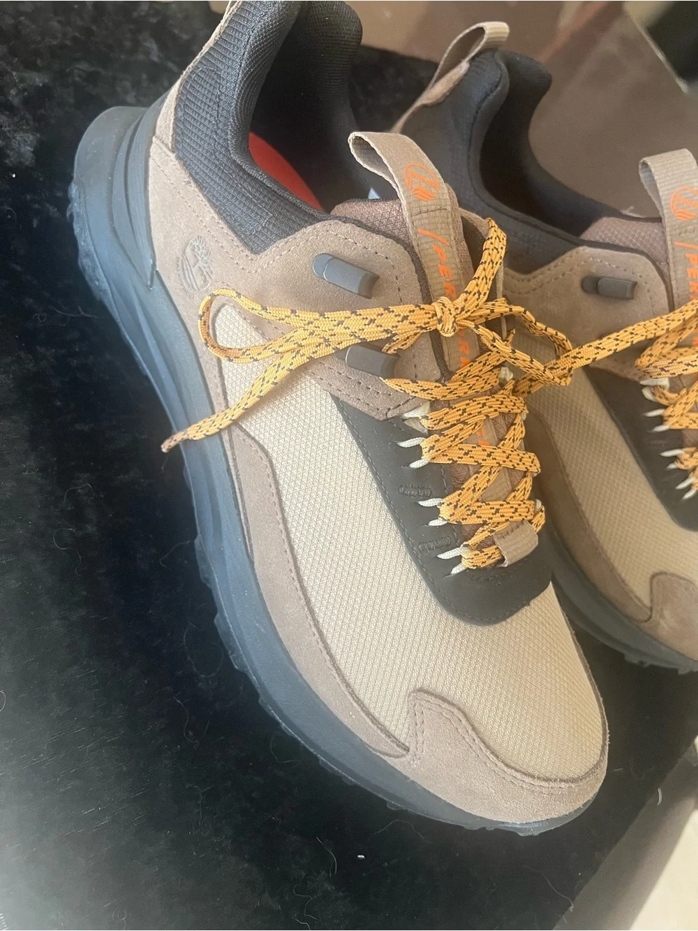 Timberland Brown and Black Trail Athletic Sneakers with Yellow Laces